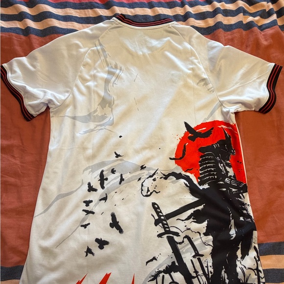Y-3 White Tee with Red & Black Samurai Graphic - Picture 3 of 4